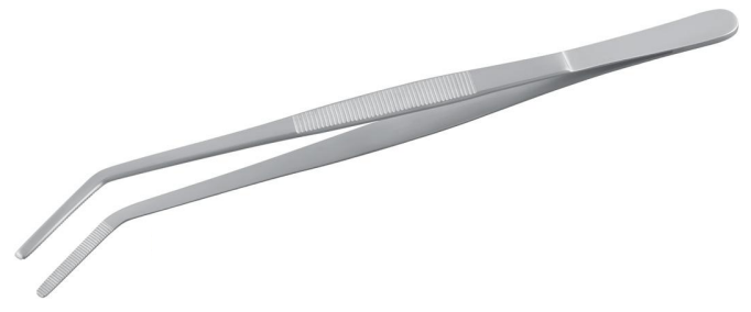 049 Aquatix Grooved Grip Forceps Curved, 25cm